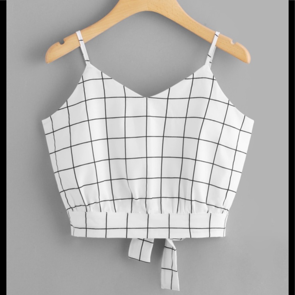 Sexy Lined Checked split back with button and tie